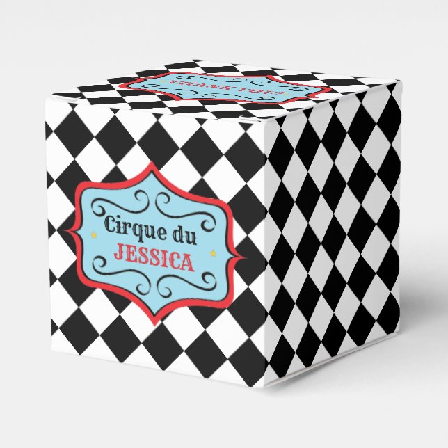 Para Regalos Caja de Favor de Circo Vintage Personalizada (Costado Anverso)