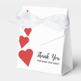 Para Regalos Caja de Favor de Corazones de Purpurina Rojo