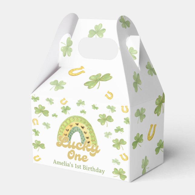 Para Regalos Caja de Favor de Cumpleaños Arcoíris Afortunado Un (Front Side)
