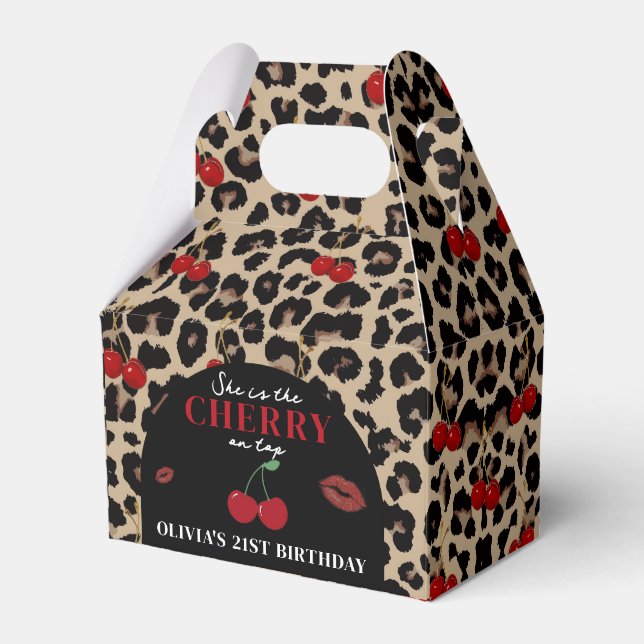 Para Regalos Caja de Favor de Cumpleaños Cereza Guepardo Leopar (Front Side)