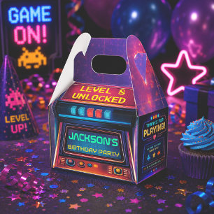 Para Regalos Caja de Favor de Cumpleaños Retro Arcade Level Up