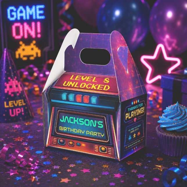 Para Regalos Caja de Favor de Cumpleaños Retro Arcade Level Up (Subido por el creador)
