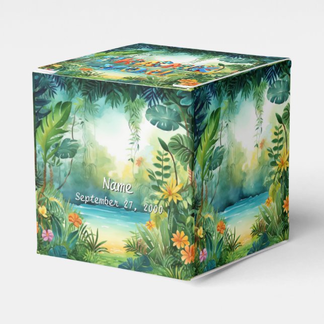 Para Regalos Caja de Favor de Dinosaurio Cute (Costado Anverso)