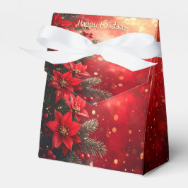 Para Regalos Caja de Favor de Fiesta de Poinsettias Rojas y Bay