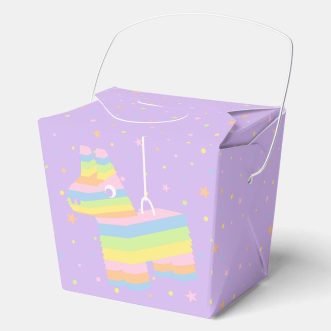 Para Regalos Caja de Favor de Fiesta Piñata Morada (Anverso)