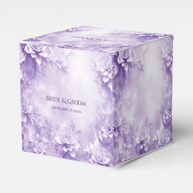 Para Regalos Caja de Favor de Flores Blancas Púrpura (Costado Anverso)
