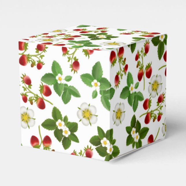 Para Regalos Caja de Favor de Flores de Fruta de Fresa (Costado Anverso)