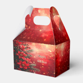 Para Regalos Caja de Favor de Flores Rojas Poinsettia y Bayas