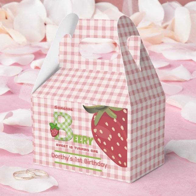 Para Regalos Caja de Favor de Fresa Dulce de Berry Rosa (Boda)