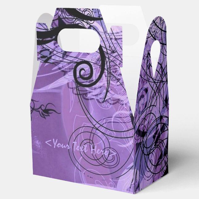 Para Regalos Caja de Favor de Gable con Patrón Púrpura y Negro (Abierto)