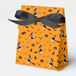 Para Regalos Caja de Favor de Halloween naranja con brujas