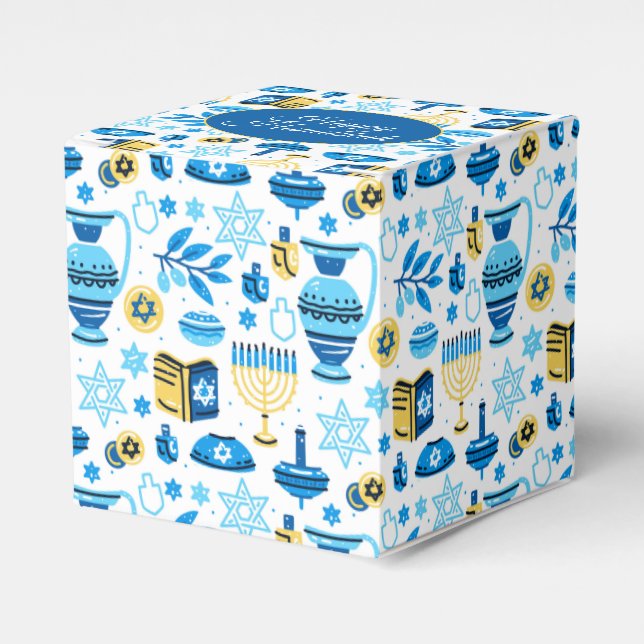 Para Regalos Caja de Favor de Hanukkah Feliz (Costado Anverso)