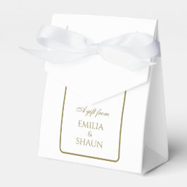 Para Regalos Caja de Favor de la Boda Blanca y de Oro con Bow