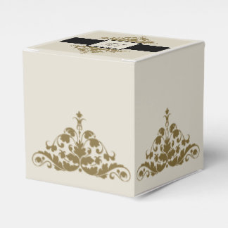 Para Regalos Caja de Favor de la Boda Damasco de Marfil Negro y