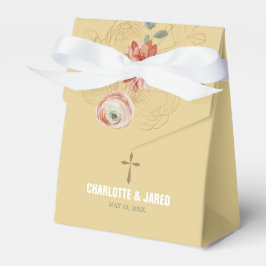 Para Regalos Caja de Favor de la Boda Floral de Oro Cristiana