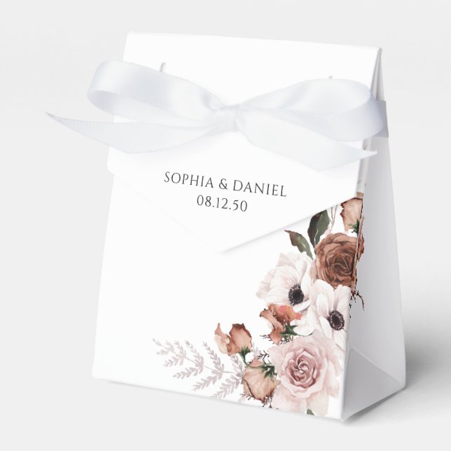 Para Regalos Caja de Favor de la Boda Floral de Seda (Front Side)