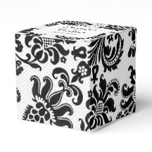 Caja de Favor de la Boda Floral Negra y Blanca