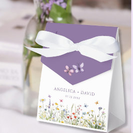 Para Regalos Caja de Favor de la Boda Morada de Flor Silvestre