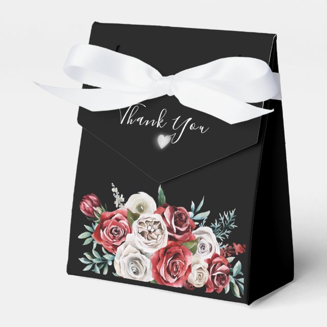 Para Regalos Caja de Favor de la Boda Negra con rosas rojas de  (Front Side)