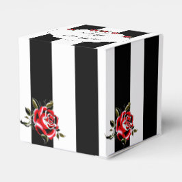 Para Regalos Caja de Favor de la Boda Rosa Blanca y Roja Negra