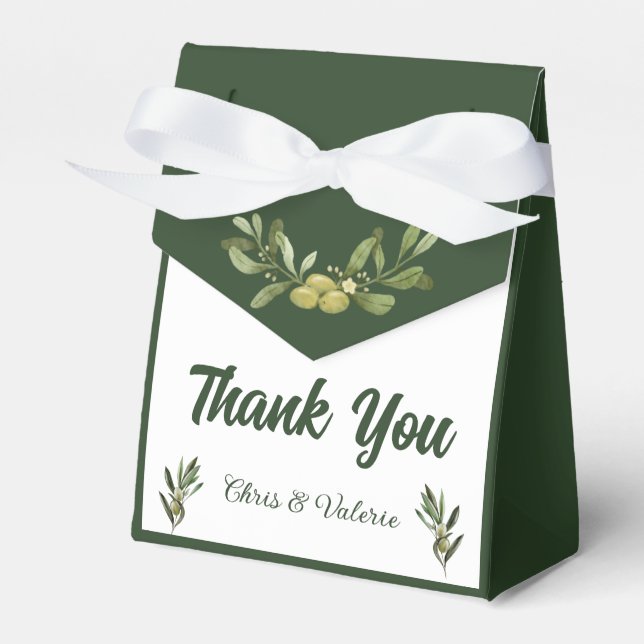 Para Regalos Caja de Favor de la Boda Verde de Oliva (Front Side)