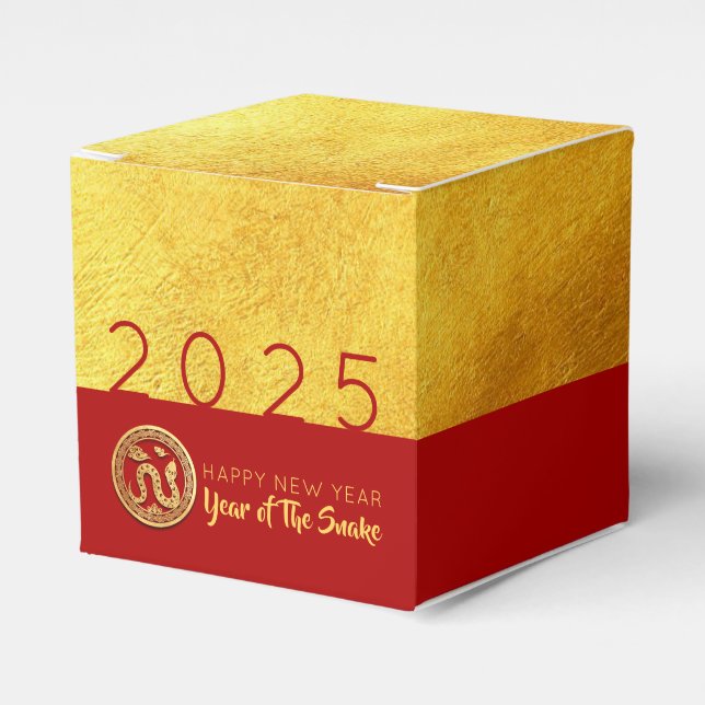 Para Regalos Caja de Favor de la Fiesta 2025 de Red Gold Snake (Costado Anverso)