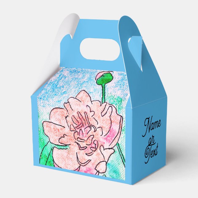 Para Regalos Caja de Favor de Peonía Rosa (Front Side)