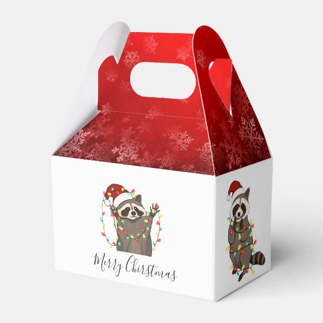 Para Regalos Caja de Favor de Racoon navideño (Front Side)
