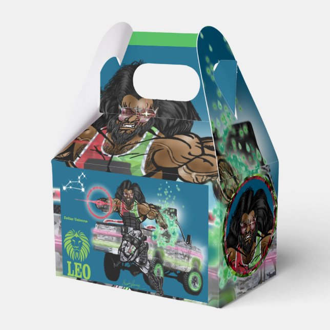 Para Regalos Caja de Favor de Tema de Leo (Front Side)