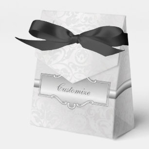 Para Regalos Caja de Favor de Tent Silvery White Damask Persona