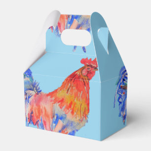 Para Regalos Caja de Favor de Torta de Boda de Gallo Rojo Azul 