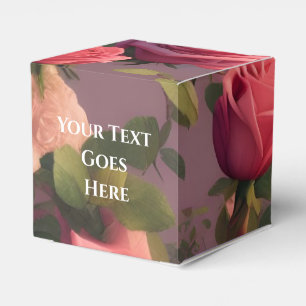 Para Regalos Caja de Favor de Torta de Boda de Rosas Florales