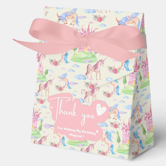 Para Regalos Caja de Favor de Unicornio (Anverso)