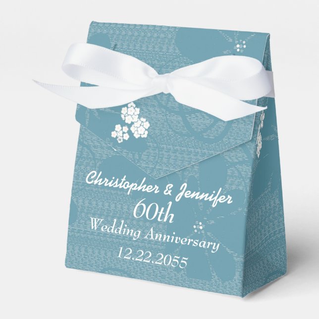 Para Regalos Caja de Favor del 60° Aniversario del Boda, Floral (Front Side)