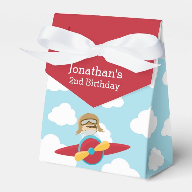 Para Regalos Caja de Favor del Avión Rojo Piloto (Nube Cuta) (Front Side)