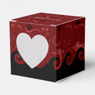 Para Regalos Caja de Favor del Corazón con raspones de satén ro