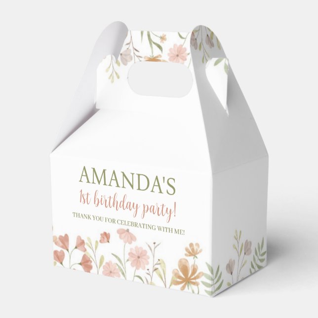 Para Regalos Caja de Favor del Cumpleaños Boho Wildflower (Front Side)