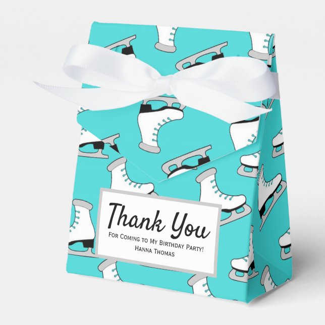 Para Regalos Caja de Favor del Cumpleaños del Patinaje Hielo (Front Side)