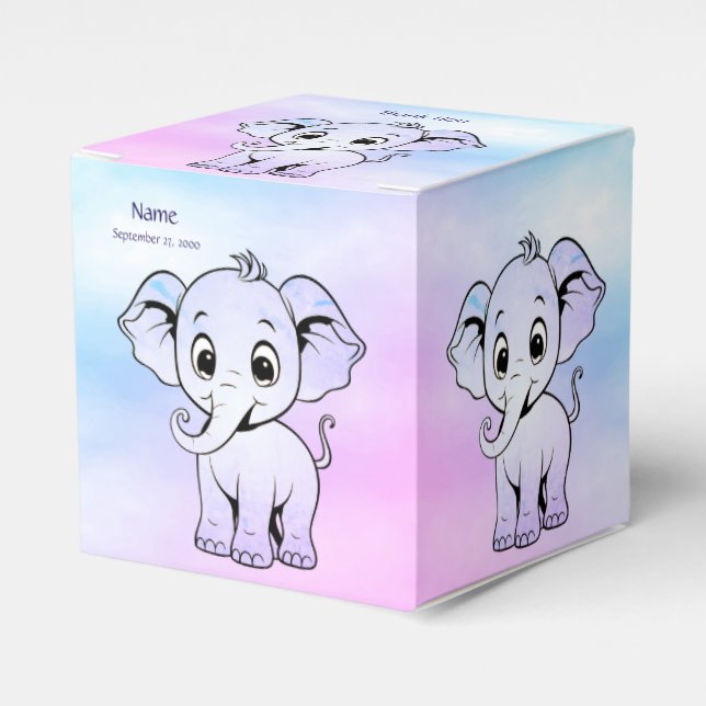 Para Regalos Caja de Favor del Elefante Cute (Costado Anverso)