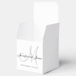 Para Regalos Caja de Favor del Monograma Blanco Gris Blanco Clá