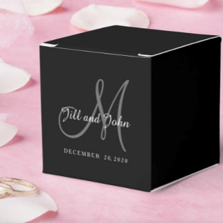 Para Regalos Caja de Favor del Monograma Clásico Blanco y Negro