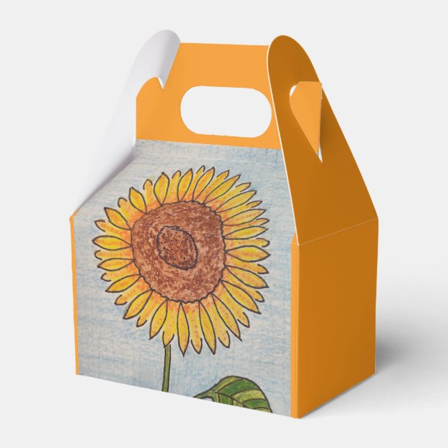 Para Regalos Caja de Favor del Naranja del girasol (Front Side)
