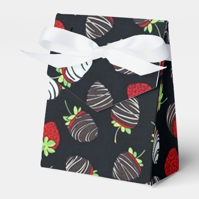 Para Regalos Caja de Favor del Patrón de Fresas de Chocolate (Front Side)