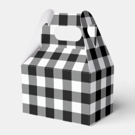 Para Regalos Caja de Favor del Patrón de Gingham en blanco y ne