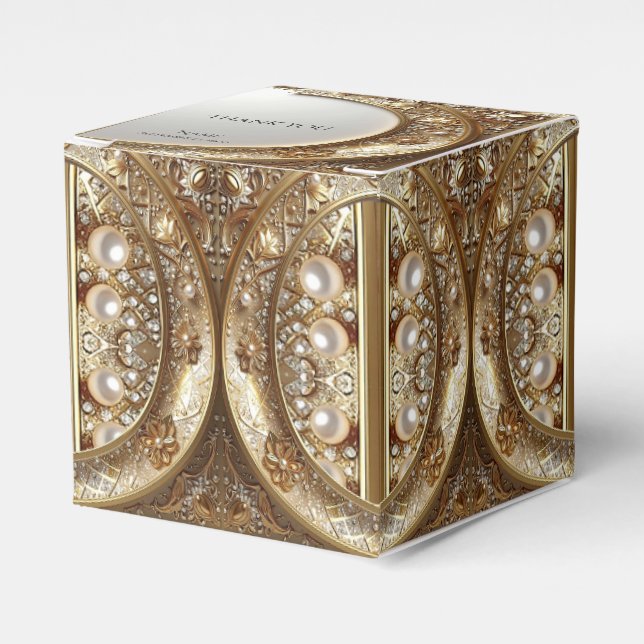 Para Regalos Caja de Favor Dorado Ornate (Costado Anverso)