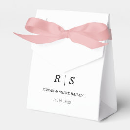 Para Regalos Caja de Favor Elegante Marrón con Monograma Blanco