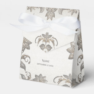 Para Regalos Caja de Favor Floral de Oro Plateado