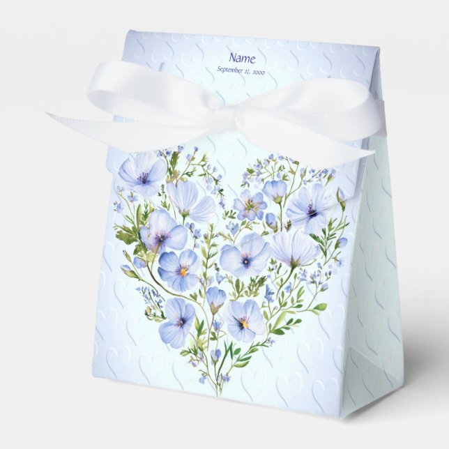 Para Regalos Caja de Favor Floral del Corazón Azul (Front Side)