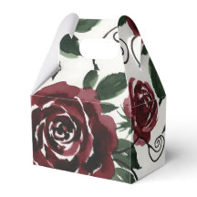 Caja de Favor Floral Rosas Rojo Oscuro