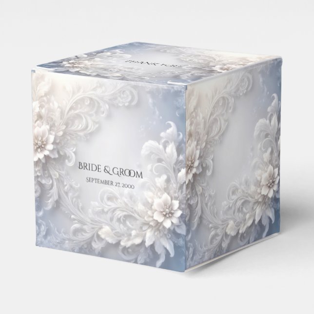 Para Regalos Caja de Favor Flourish Floral Blanca (Costado Anverso)